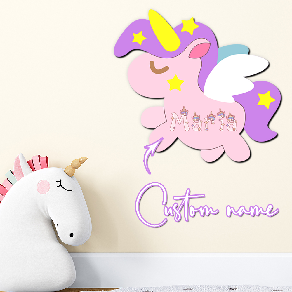 Baby Nursery Sign - Personalizowana drewniana tabliczka z imieniem jednorożca,