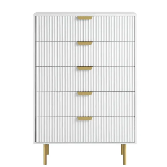 Drawer Dresser White - Nowoczesna komoda z dużym przestrzenią do