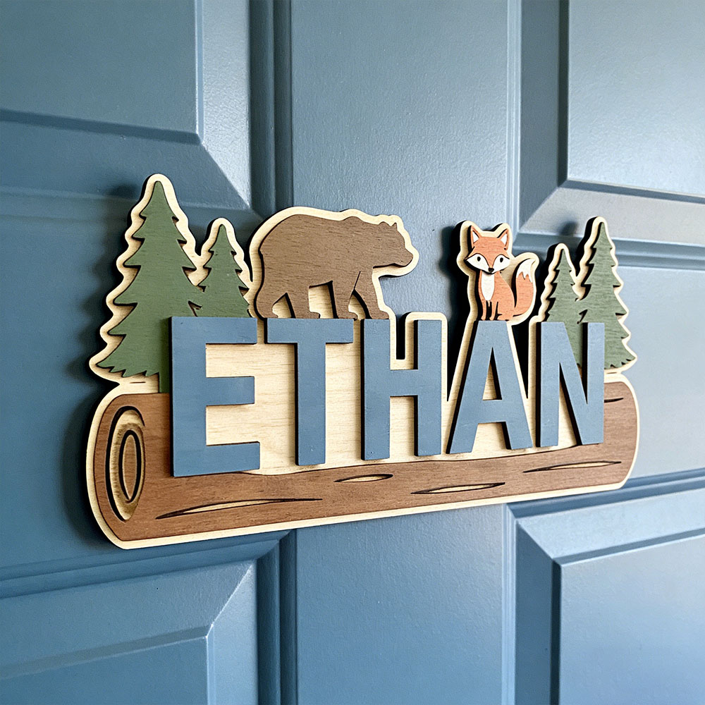 Baby Nursery Sign - Drewniana tabliczka z imieniem dziecka, motyw