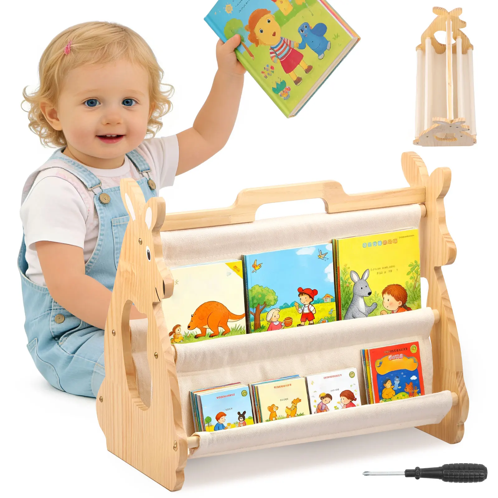 Baby Nursery Shelf - Półka na książki dla dzieci, drewniana,