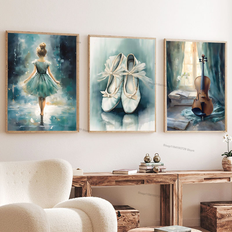 Baby Nursery Art - Akwarelowe baletniki, szkielety, obraz na płótnie