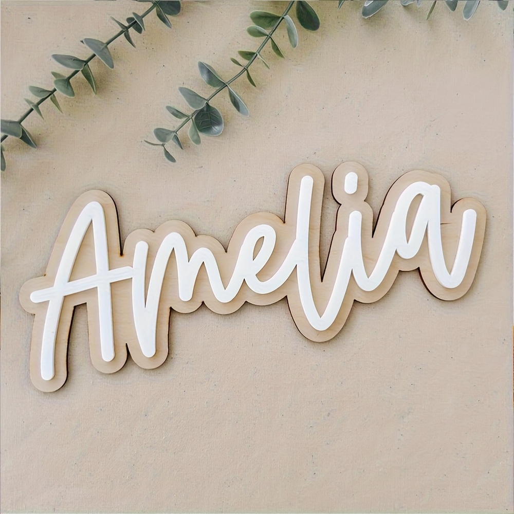 Baby Nursery Decor Boy - Personalizowana, dwuwarstwowa drewniana tabliczka z imieniem