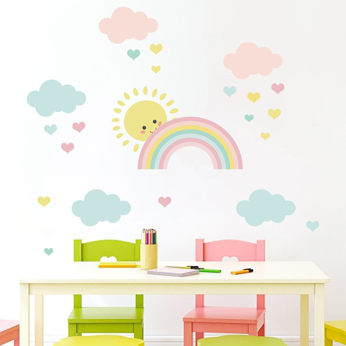 Baby Nursery Decor Boy - Naklejki ścienne z motywem kreskówkowego słońca,