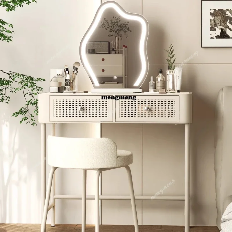 Drawer Dresser White - Biała nordycka toaletka z organizerem, lustrem,
