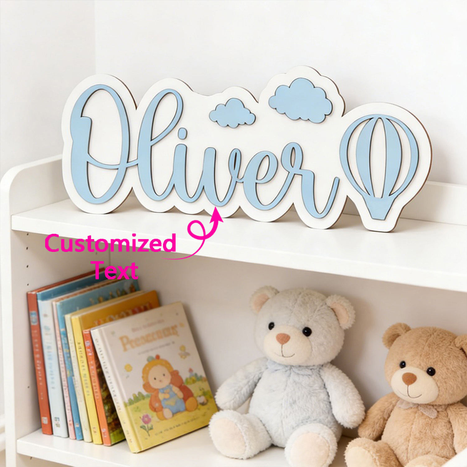 Baby Nursery Sign - Spersonalizowana tabliczka do pokoju z balonem