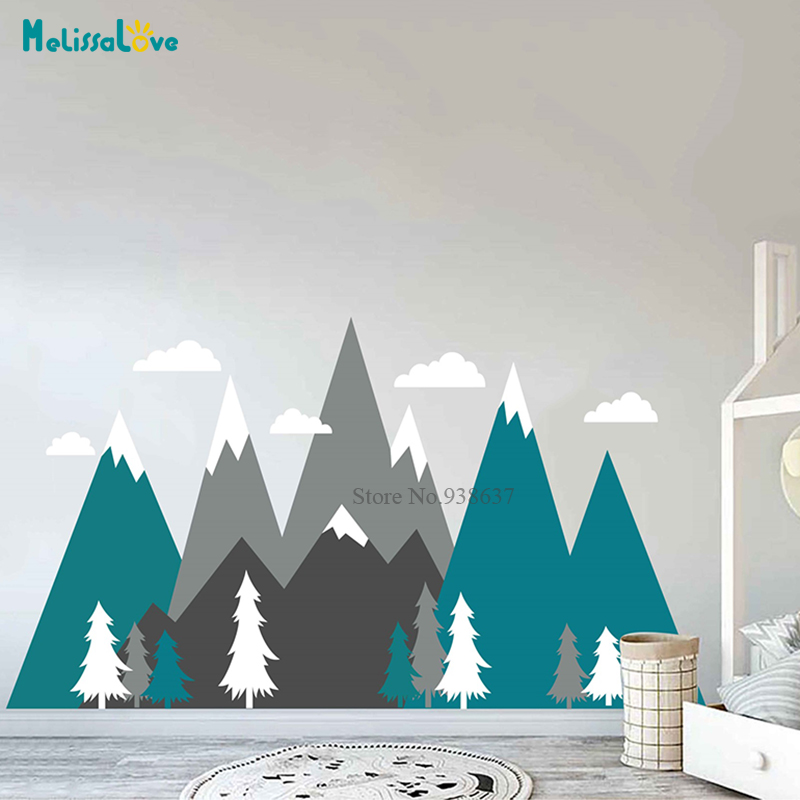 Baby Nursery Murals - Przedszkole przygoda Mountain kalkomania Woodland pokój