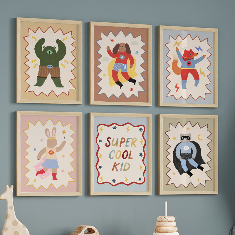 Baby Nursery Art - Zabawne Kreskówkowe Super Fajne Obrazy na