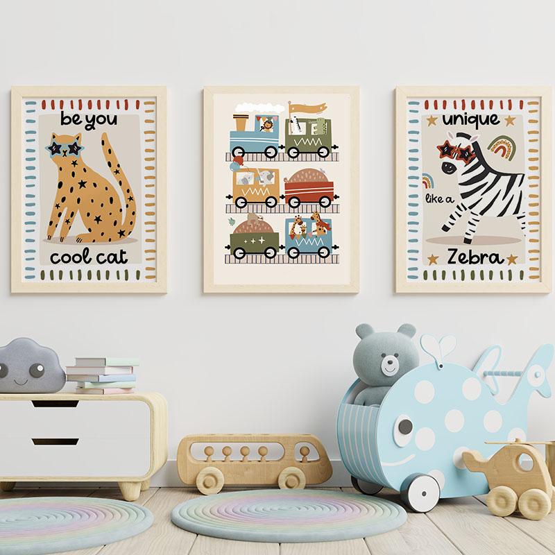 Zabawne Kreskówkowe Zwierzęta  – Baby Nursery Art recenzja i cena
