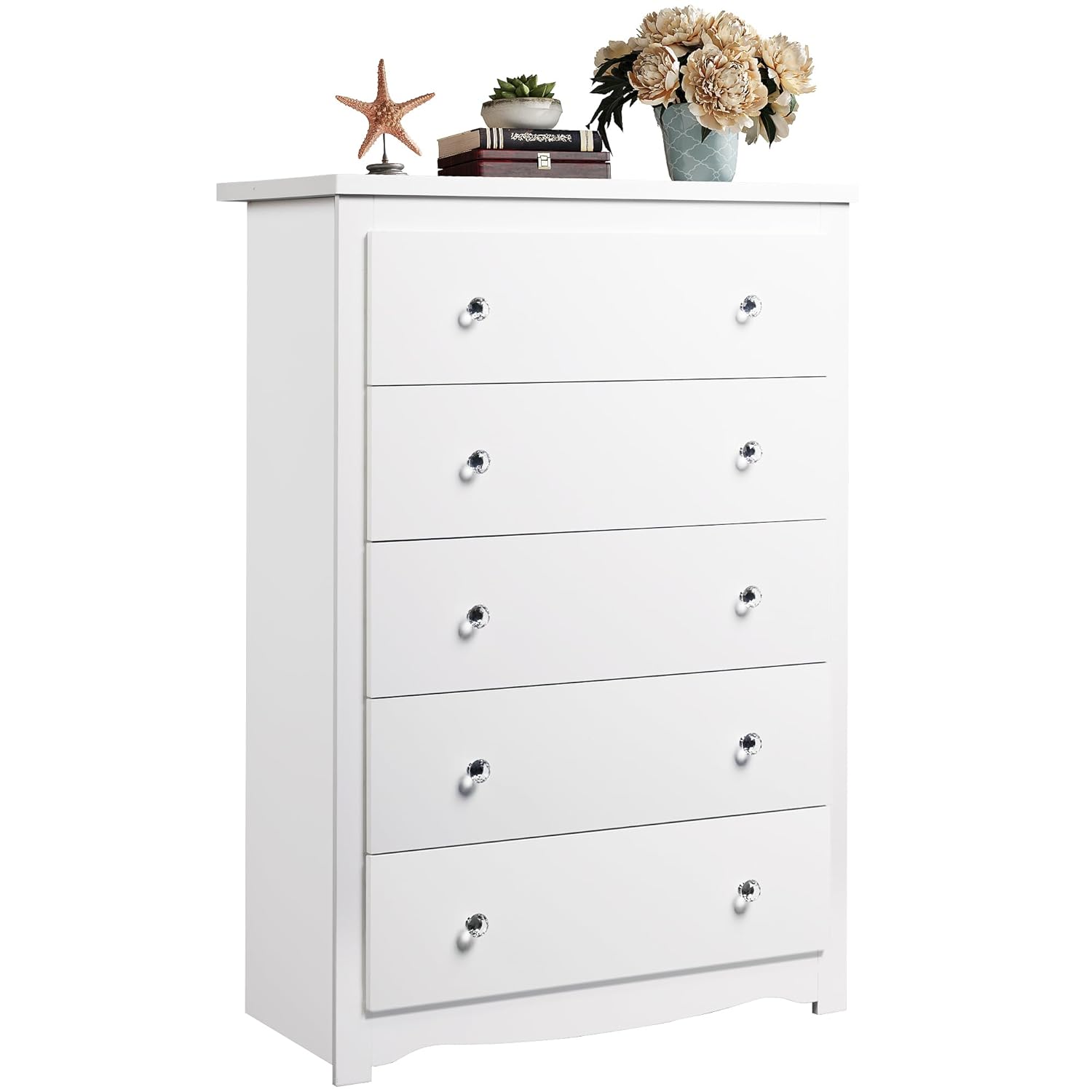 Biała komoda do sypialni, 114  – Drawer Dresser White recenzja i cena