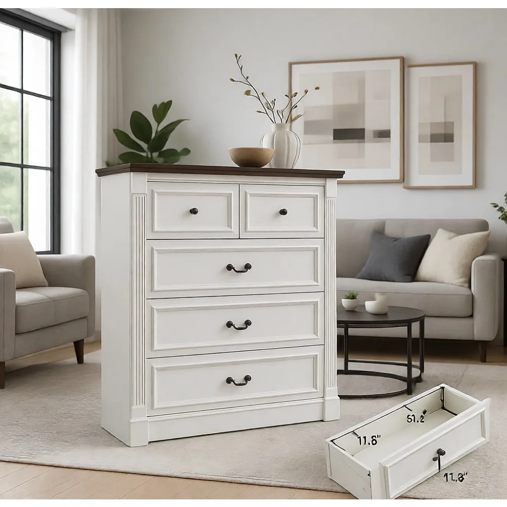 Komoda do sypialni z 5 szuflad – Drawer Dresser White recenzja i cena