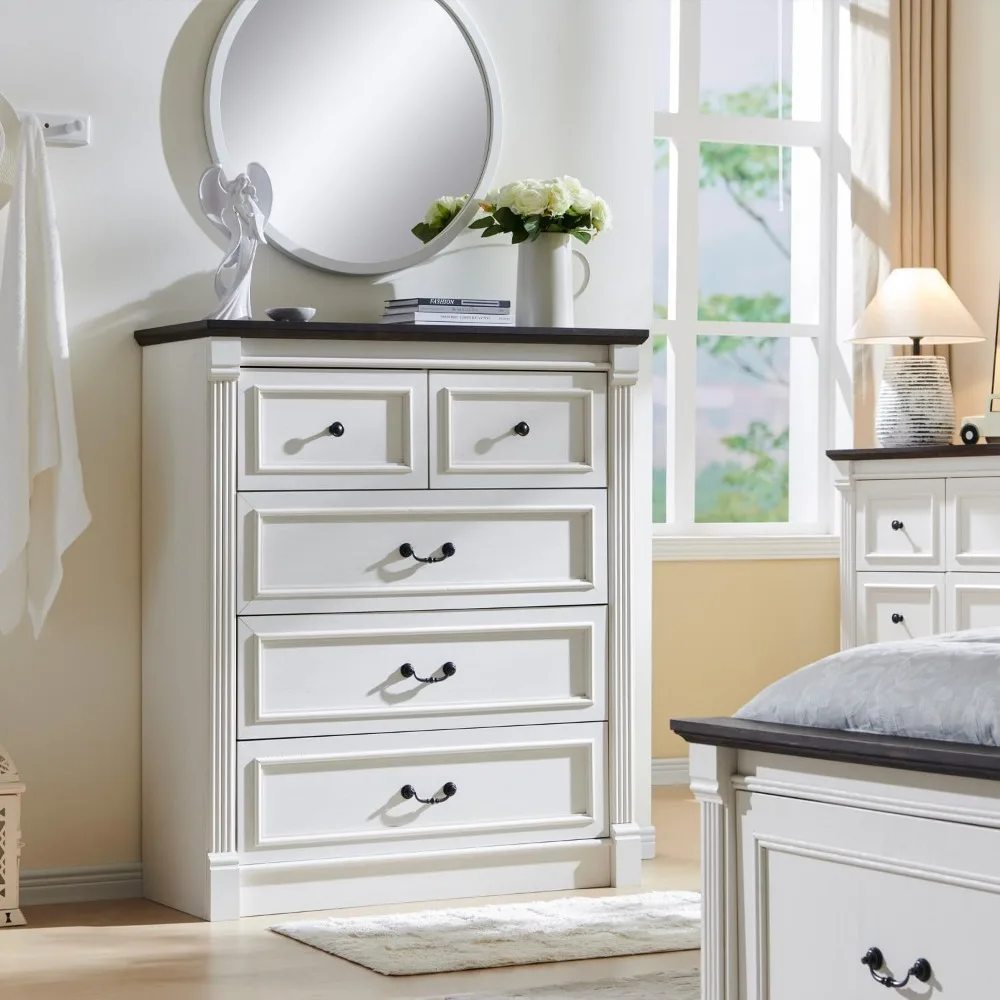 Komoda do sypialni z 5 szuflad – Drawer Dresser White recenzja i cena