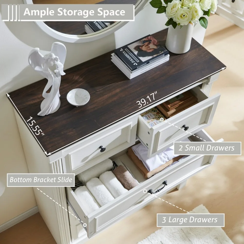 Komoda do sypialni z 5 szuflad – Drawer Dresser White recenzja i cena