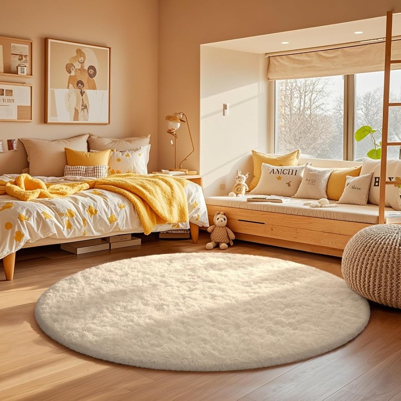 Okrągły kremowy biały dywan mi – Baby Nursery Rug recenzja i cena