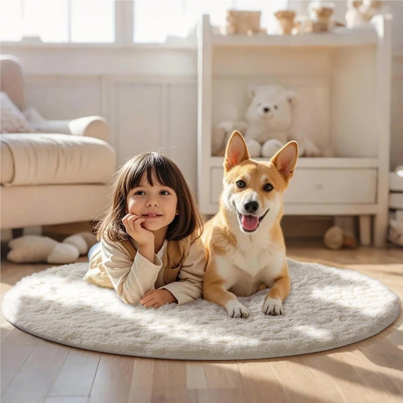 Okrągły kremowy biały dywan mi – Baby Nursery Rug recenzja i cena