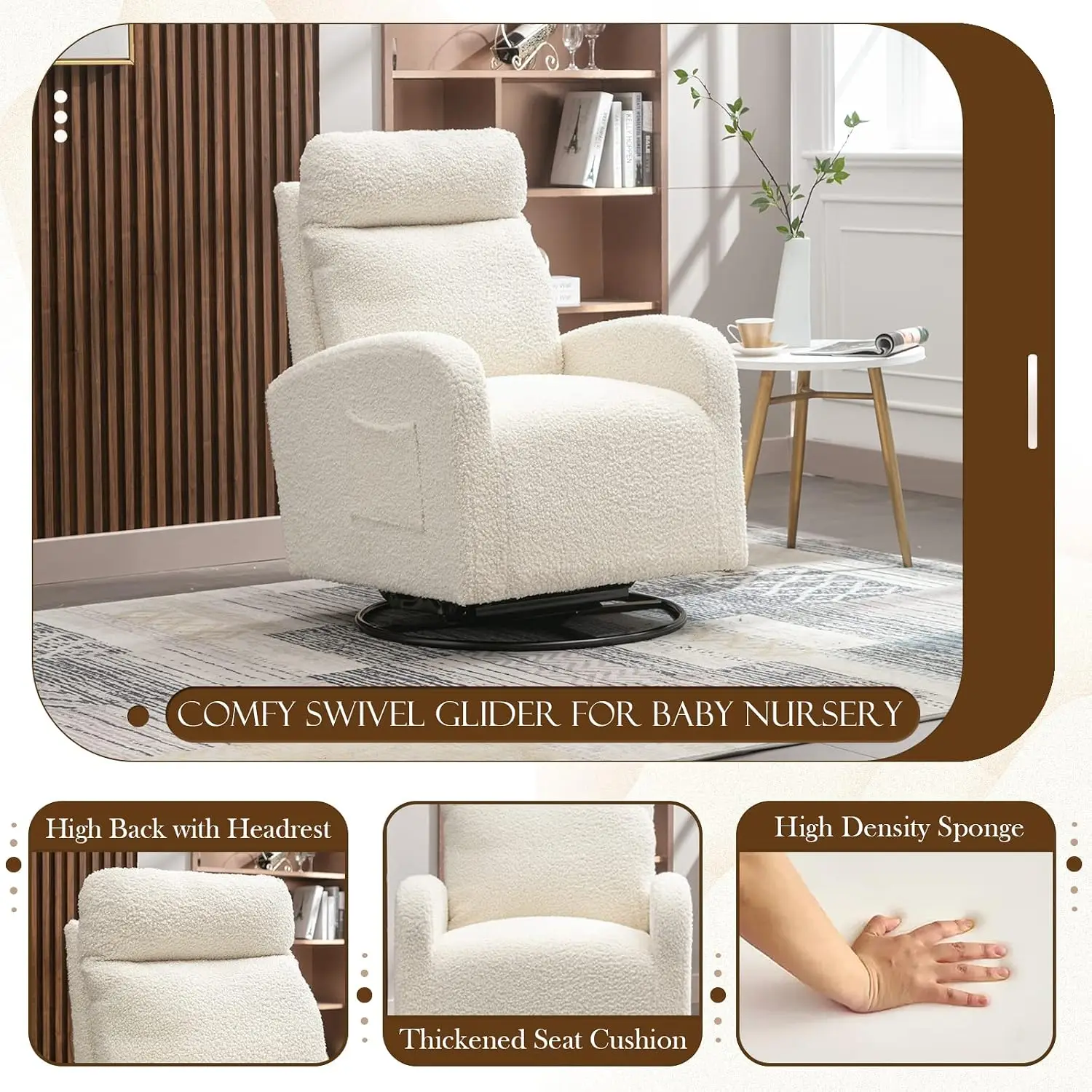 Nowoczesny obrotowy fotel buja – Baby Nursery Glider Chair recenzja i cena