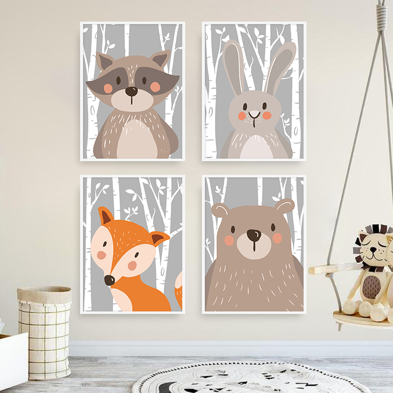 Zwierzęta leśne Plakat Wydruki – Baby Nursery Mirror recenzja i cena