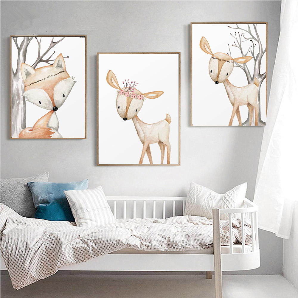 Cartoon Rabbit Poster Fox Deer – Baby Nursery Mirror recenzja i cena