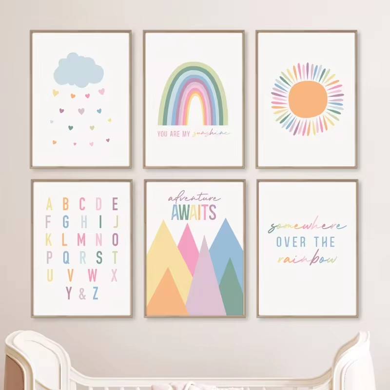 Boho ABC Rainbow Sun Clouds Ad – Baby Nursery Mirror recenzja i cena