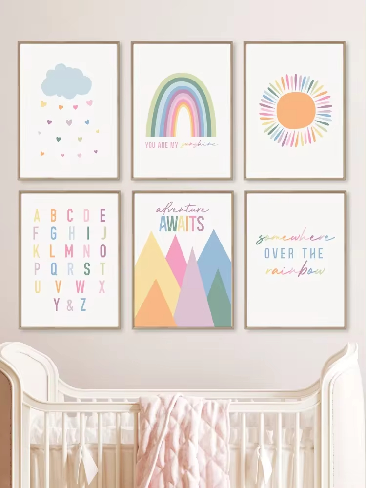 Boho ABC Rainbow Sun Clouds Ad – Baby Nursery Mirror recenzja i cena