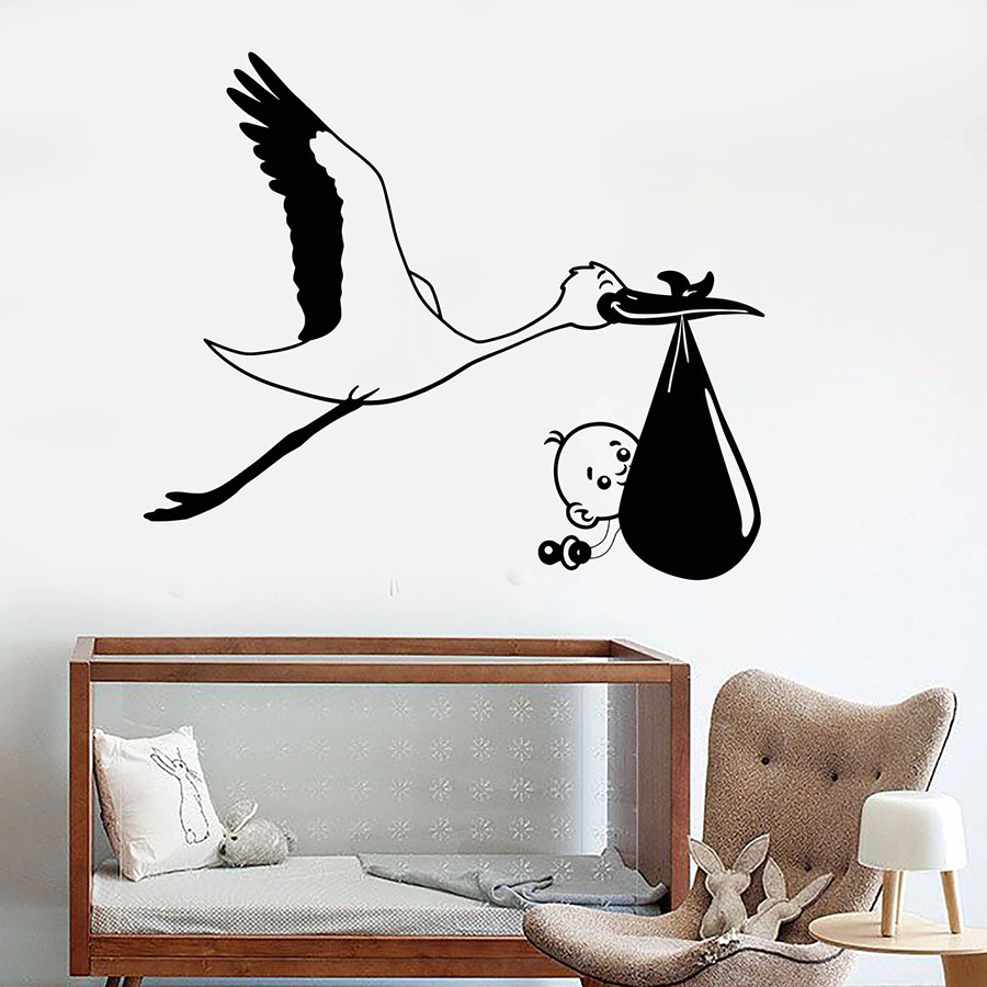 Naklejka ścienna bocian dzieck – Baby Nursery Murals recenzja i cena