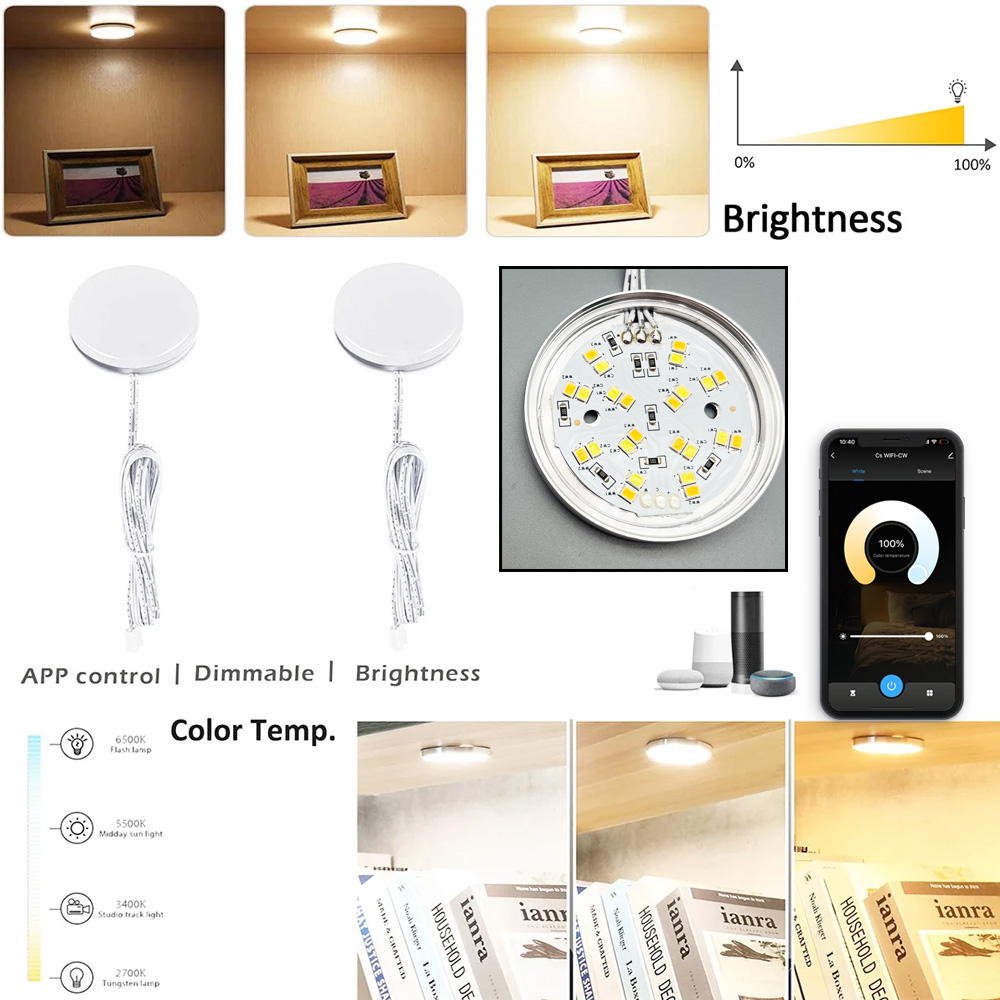 Okrągła lampa LED podszafkowa  – Drawer Dresser White recenzja i cena