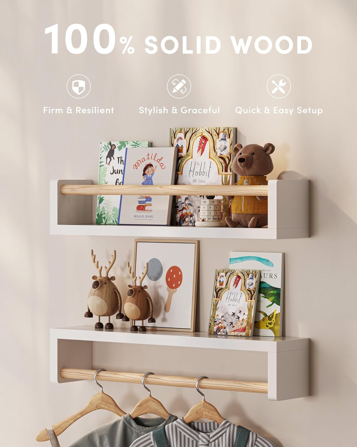 Zestaw 3 pływających półek na  – Baby Nursery Shelf recenzja i cena