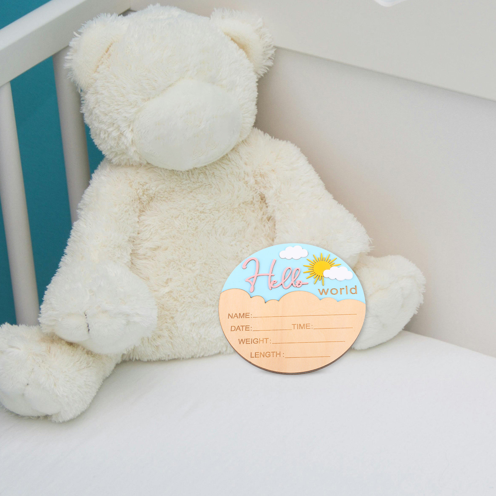 Okrągła drewniana tabliczka po – Baby Nursery Gender Neutral recenzja i cena