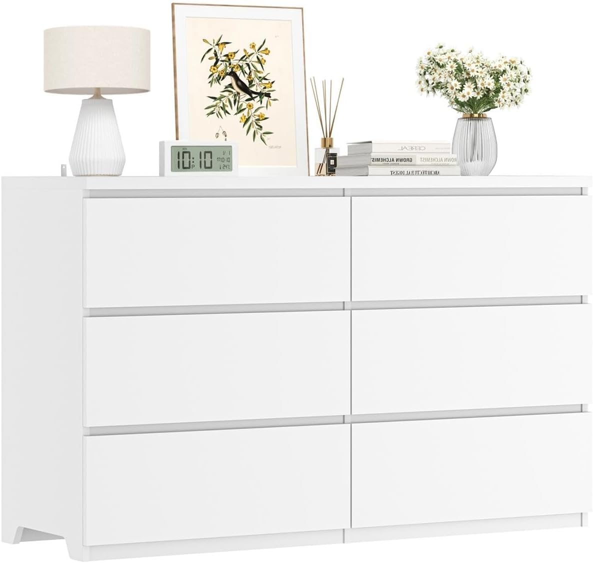 Komoda z białego drewna z 6 sz – Drawer Dresser White recenzja i cena