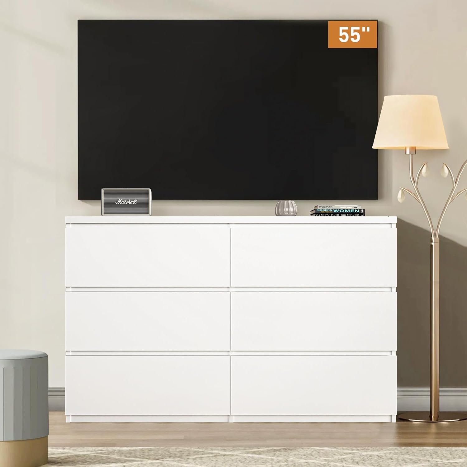Komoda z białego drewna z 6 sz – Drawer Dresser White recenzja i cena