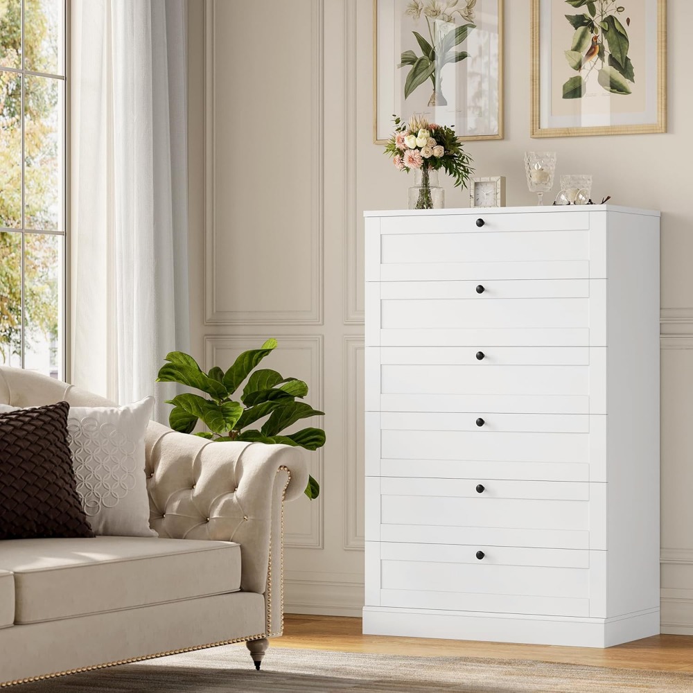 Wykwintna biała komoda z 6 szu – Drawer Dresser White recenzja i cena