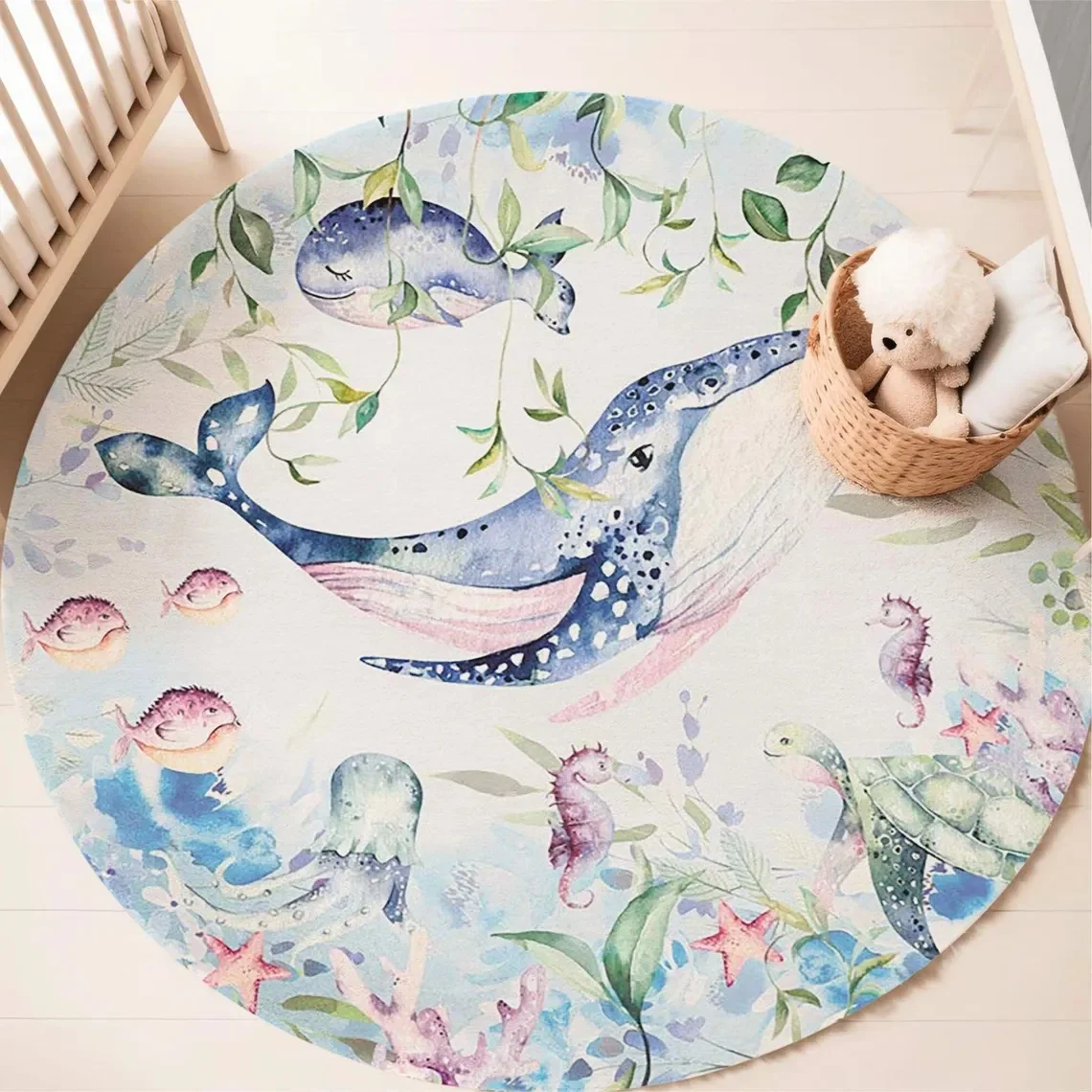 Niebieski dywan z motywem mors – Baby Nursery Rug recenzja i cena